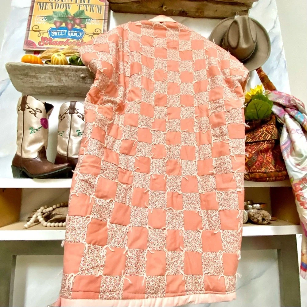 Artisan QUILTED Cocoon duster kimono w cabin granny vibe - Picture 7 of 11